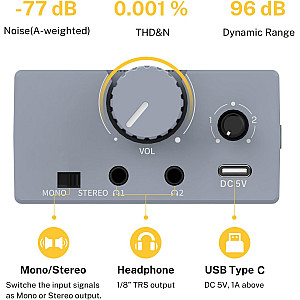 Donner EM2 Rechargeable Portable In Ear Monitor Headphone Amplifier DC 5V-1A, 3.5mm